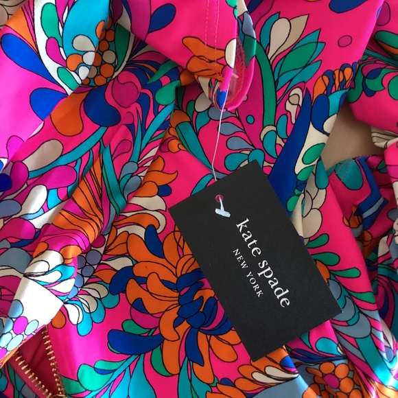 Kate Spade NY Long Sleeve Swimsuit Board Suit Rash Guard Back Zip Radiant Pink - Picture 11 of 15